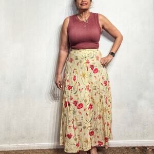 Northern Isles Yellow Floral Vintage Maxi Skirt Sz M